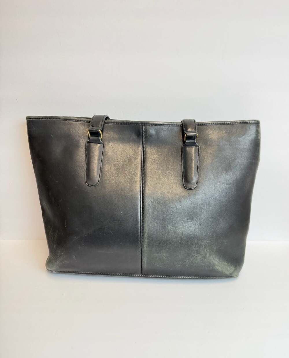 Vintage Coach Black Leather Tote Bag Made in New York City - Picture 2 of 8